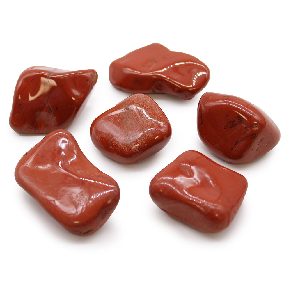 Authentic Bag of 6 Large African Tumble Stones - Jasper - Red showcasing clean geometry and natural material finishes