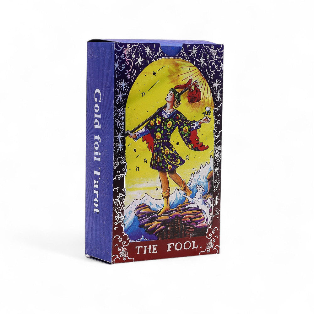 Authentic Tarot Card Set – Blue Foil, Mandala (with booklet) showcasing clean geometry and natural material finishes