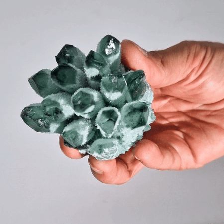 Authentic Crafted Natural Quartz Cluster - Green Ghost Quartz (approx 250-300gm 8cm) perspective detail 3 showcasing clean geometry and natural material finishes