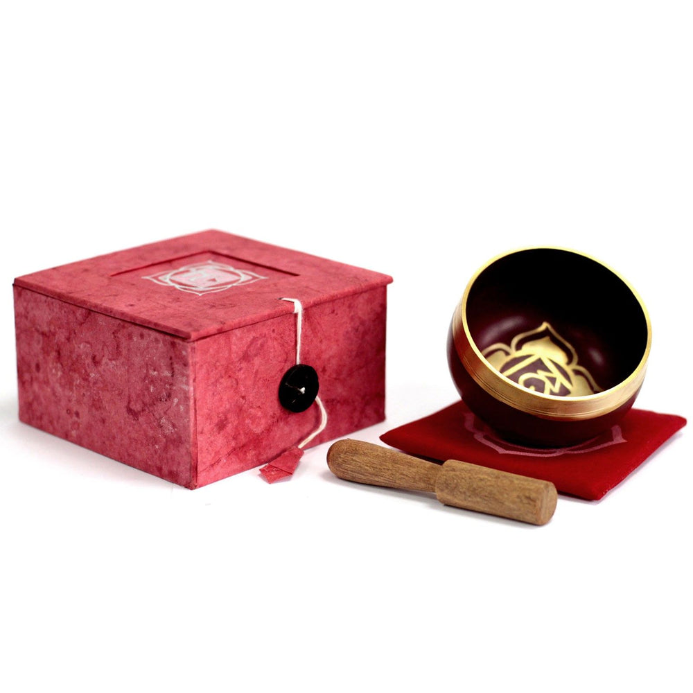 Root muladhara chakra singing bowl — grounding sacred sound healing for stability and earth connection