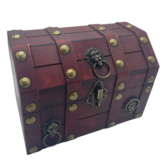 Large tan treasure chest box — generous colonial storage for crystals tarot and sacred keepsake collections