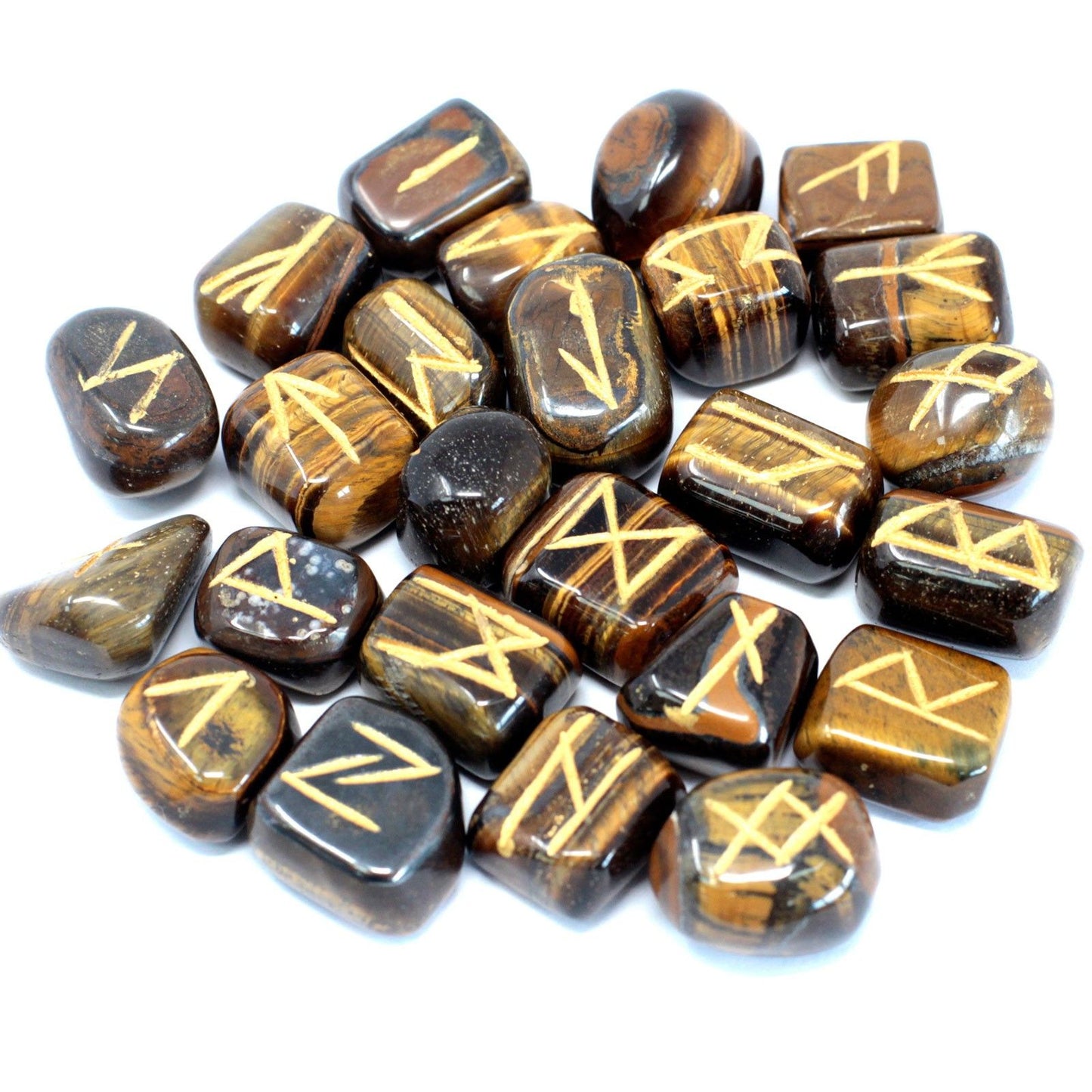 Authentic Rune Stone Set in Pouch – Tiger’s Eye perspective detail 2 showcasing clean geometry and natural material finishes