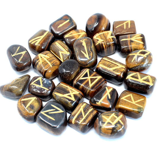 Authentic Rune Stone Set in Pouch – Tiger’s Eye perspective detail 2 showcasing clean geometry and natural material finishes
