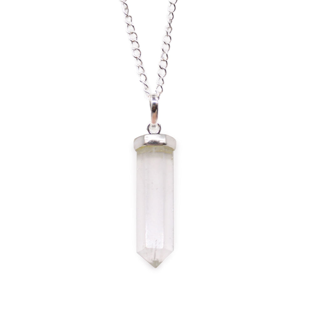 Authentic Gemstone Classic Point Pendant - Rock Quartz showcasing clean geometry and natural material finishes