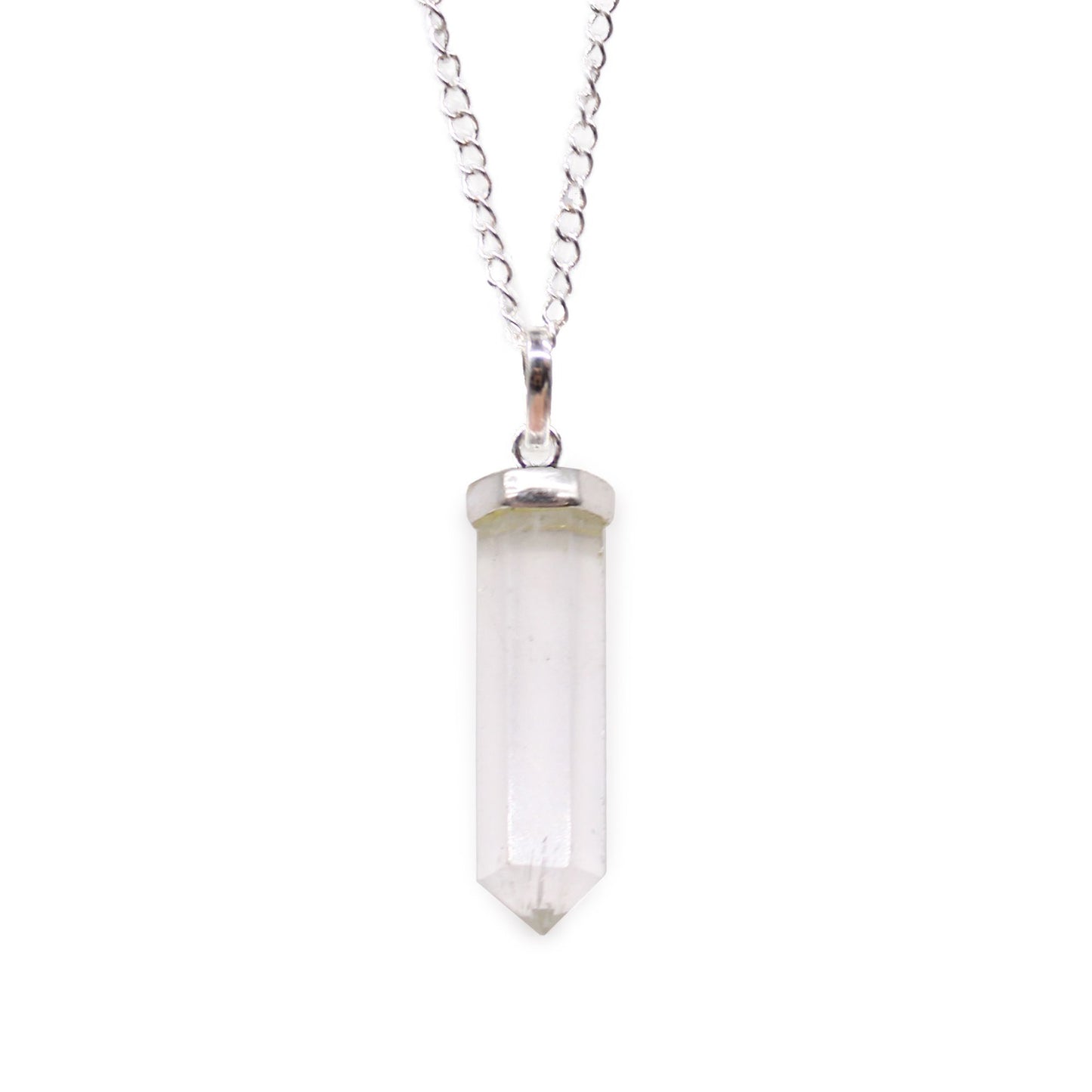 Authentic Gemstone Classic Point Pendant - Rock Quartz showcasing clean geometry and natural material finishes
