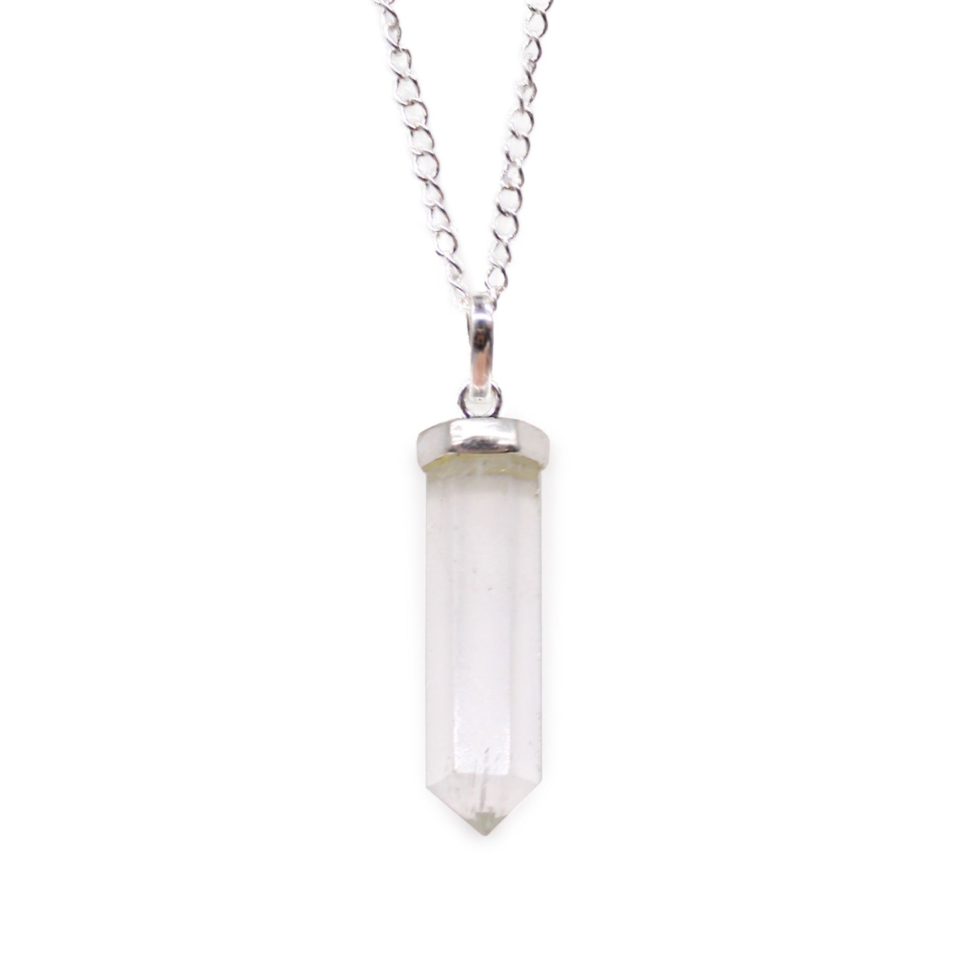 Authentic Gemstone Classic Point Pendant - Rock Quartz showcasing clean geometry and natural material finishes