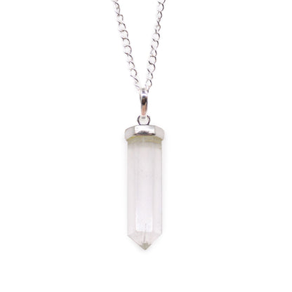 Authentic Gemstone Classic Point Pendant - Rock Quartz showcasing clean geometry and natural material finishes