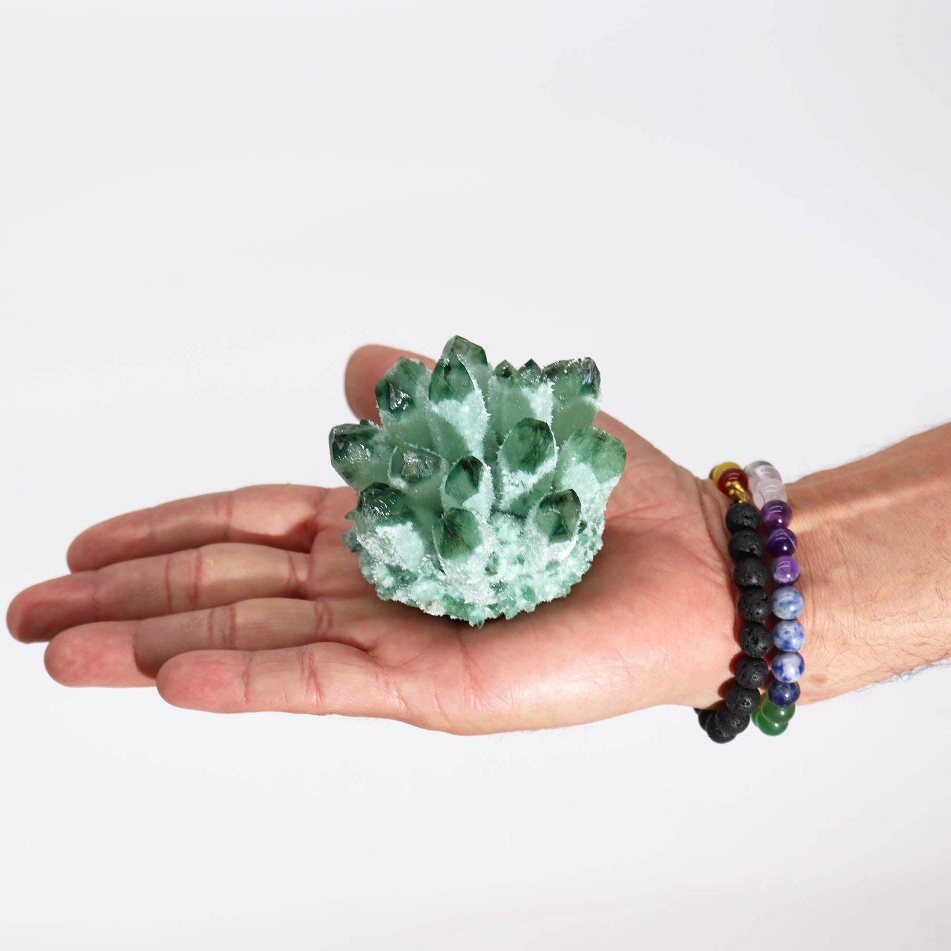 Authentic Crafted Natural Quartz Cluster - Green Ghost Quartz (approx 250-300gm 8cm) perspective detail 4 showcasing clean geometry and natural material finishes