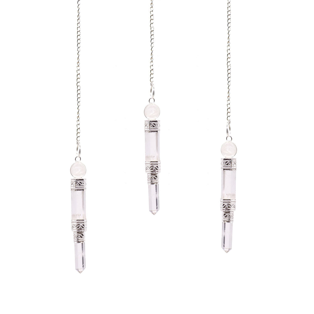 Authentic Three-Piece Pendulum – Clear Quartz showcasing clean geometry and natural material finishes