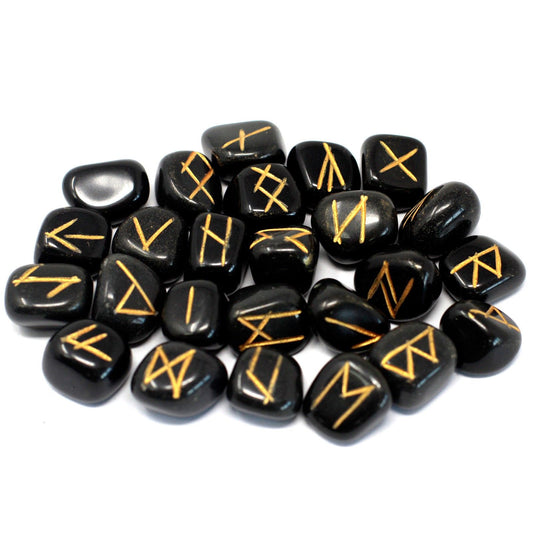Authentic Rune Stone Set in Pouch – Black Agate showcasing clean geometry and natural material finishes