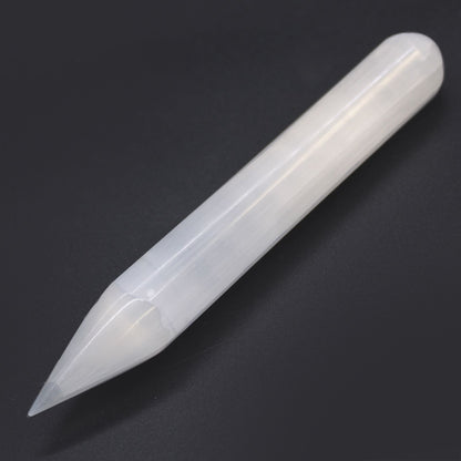 Authentic Selenite Wand - 16 cm (Point one End) perspective detail 2 showcasing clean geometry and natural material finishes