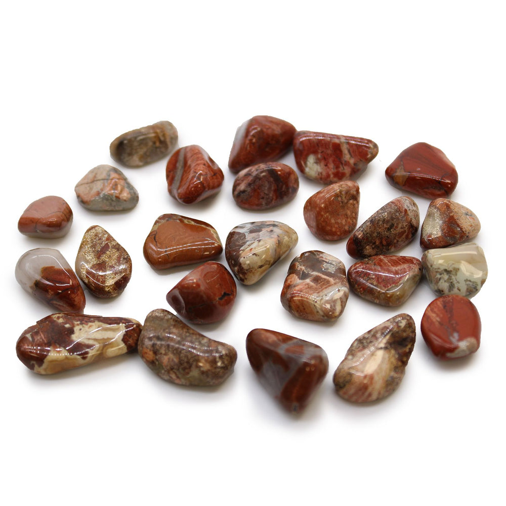 Brecciated jasper African tumble stones bag of 24 — earthy grounding crystal collection