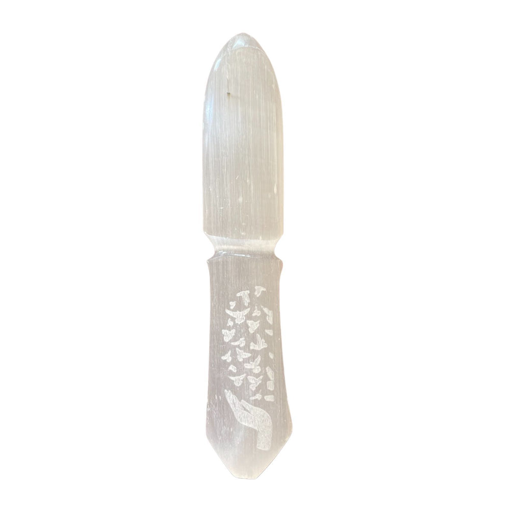 Authentic Selenite Ritual Knife - Releasing Bonds showcasing clean geometry and natural material finishes
