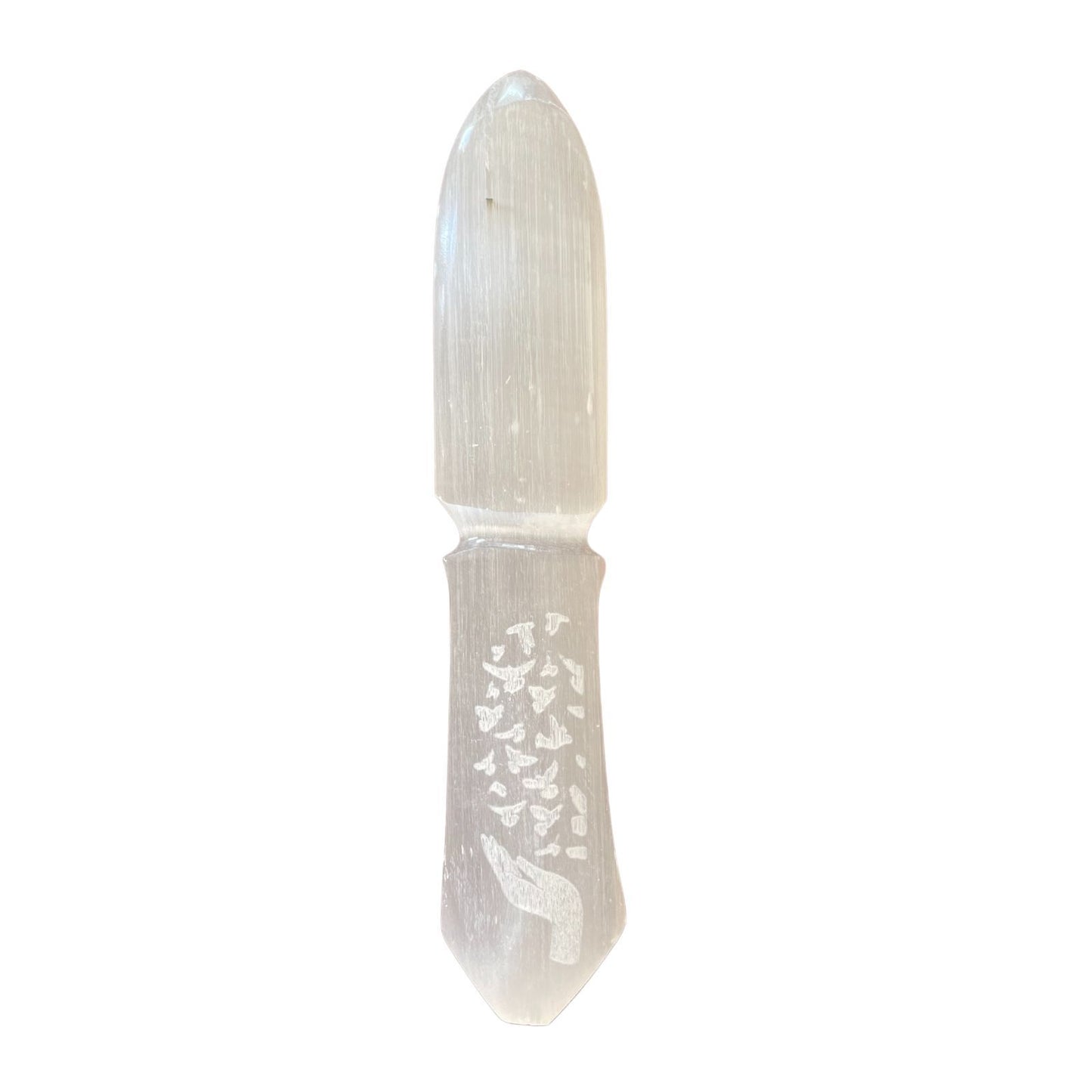 Authentic Selenite Ritual Knife - Releasing Bonds showcasing clean geometry and natural material finishes