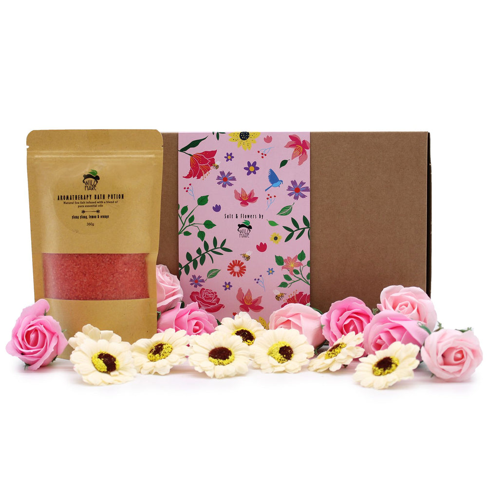 Wild Hare Passion bath salt and flowers set — aromatic ritual gift for intentional self-care evenings