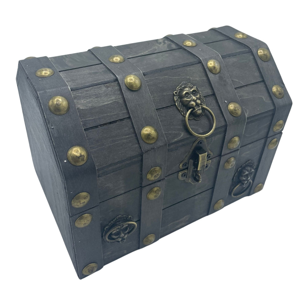 Large grey treasure chest box — elegant colonial storage for crystals tarot decks and sacred keepsakes