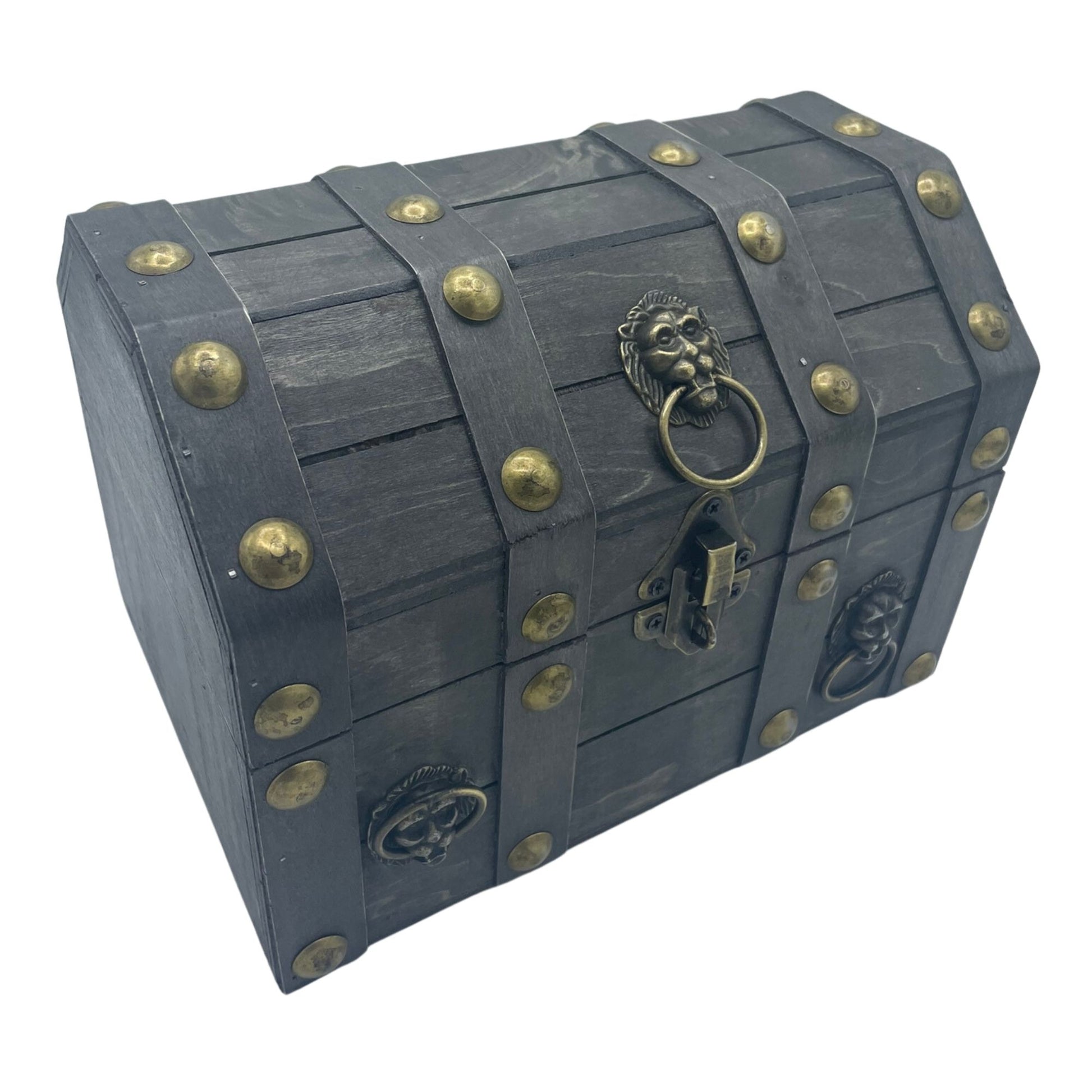 Large grey treasure chest box — elegant colonial storage for crystals tarot decks and sacred keepsakes