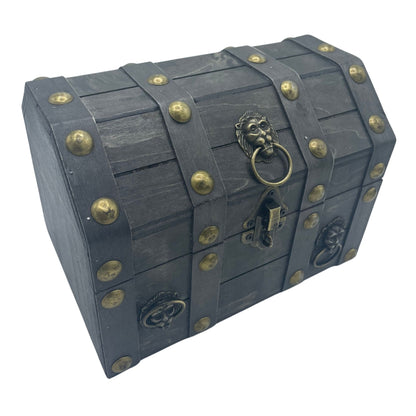 Large grey treasure chest box — elegant colonial storage for crystals tarot decks and sacred keepsakes