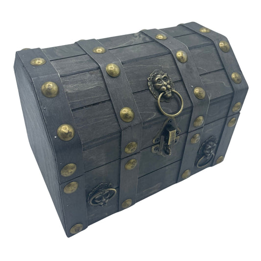 Large grey treasure chest box — elegant colonial storage for crystals tarot decks and sacred keepsakes