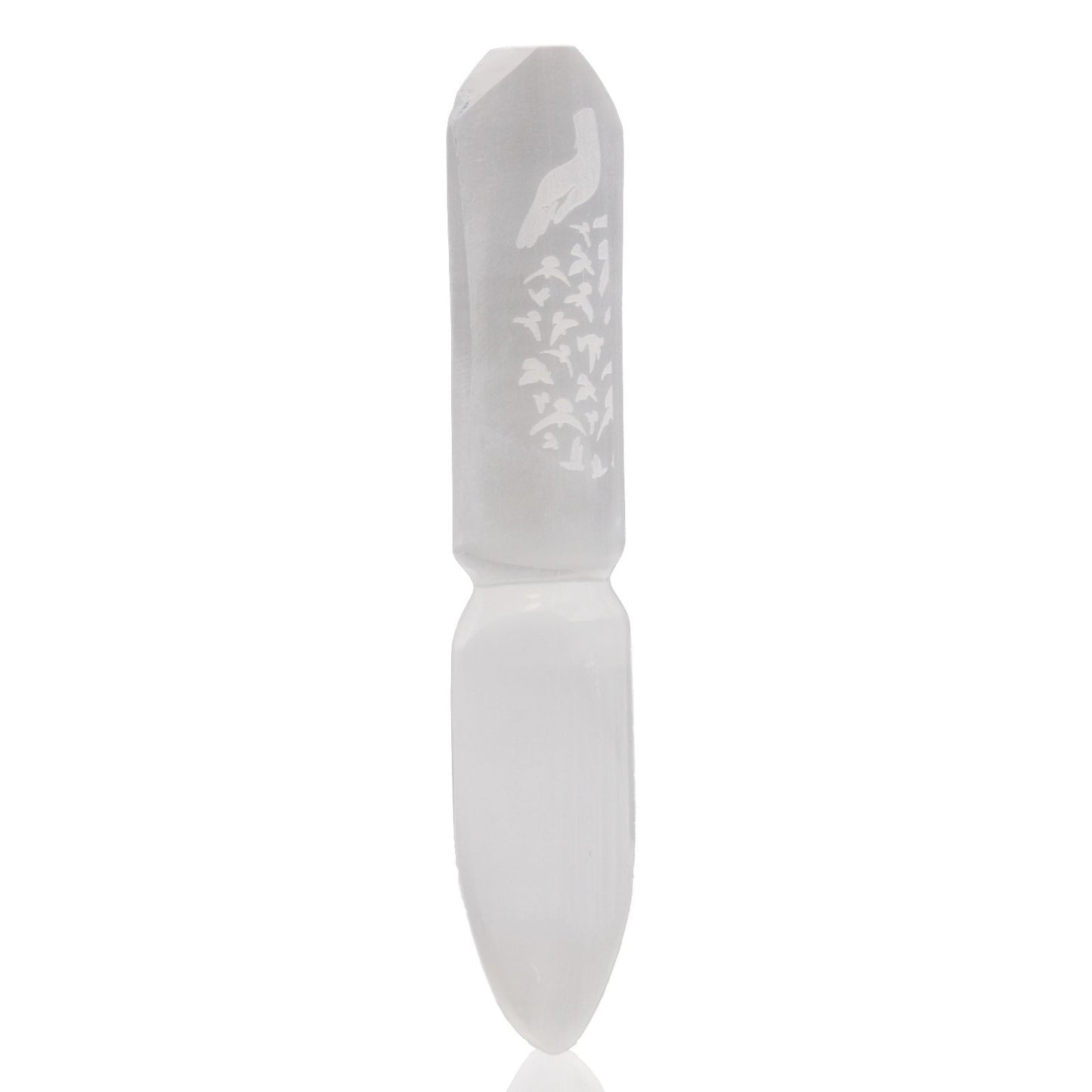 Authentic Selenite Ritual Knife - Releasing Bonds perspective detail 2 showcasing clean geometry and natural material finishes