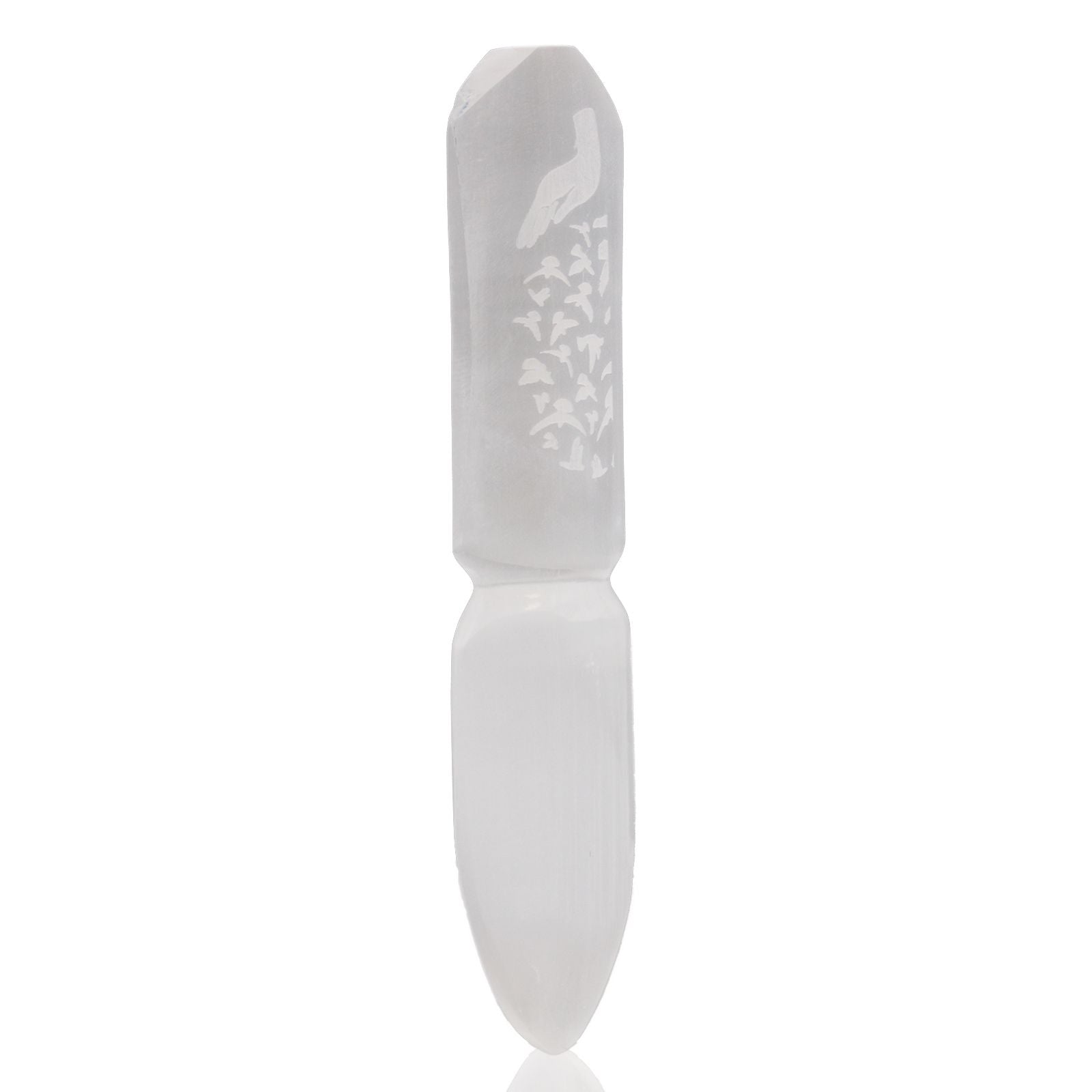 Authentic Selenite Ritual Knife - Releasing Bonds perspective detail 2 showcasing clean geometry and natural material finishes