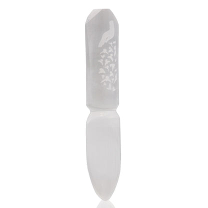 Authentic Selenite Ritual Knife - Releasing Bonds perspective detail 2 showcasing clean geometry and natural material finishes