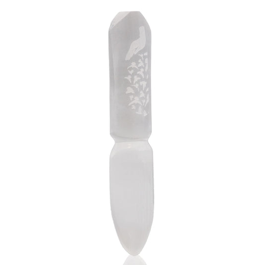 Authentic Selenite Ritual Knife - Releasing Bonds perspective detail 2 showcasing clean geometry and natural material finishes