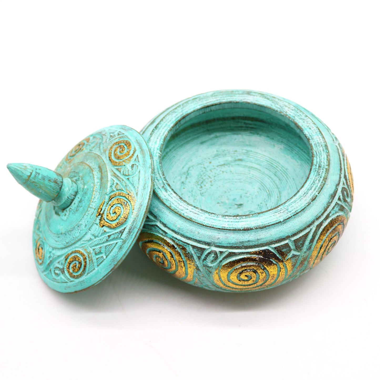 Authentic Turquoice Squat  Sweet Jar - perspective detail 2 showcasing clean geometry and natural material finishes