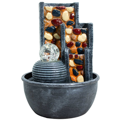 Authentic Pebble Wall Tabletop Water Feature with Crystal Ball (19×19×28cm) showcasing clean geometry and natural material finishes
