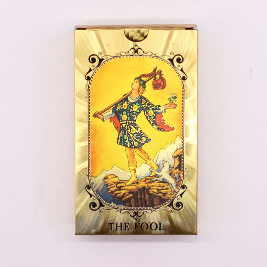 Authentic Tarot Card Set – Blue & Gold Foil, All Seeing Eye (with booklet) perspective detail 2 showcasing clean geometry and natural material finishes