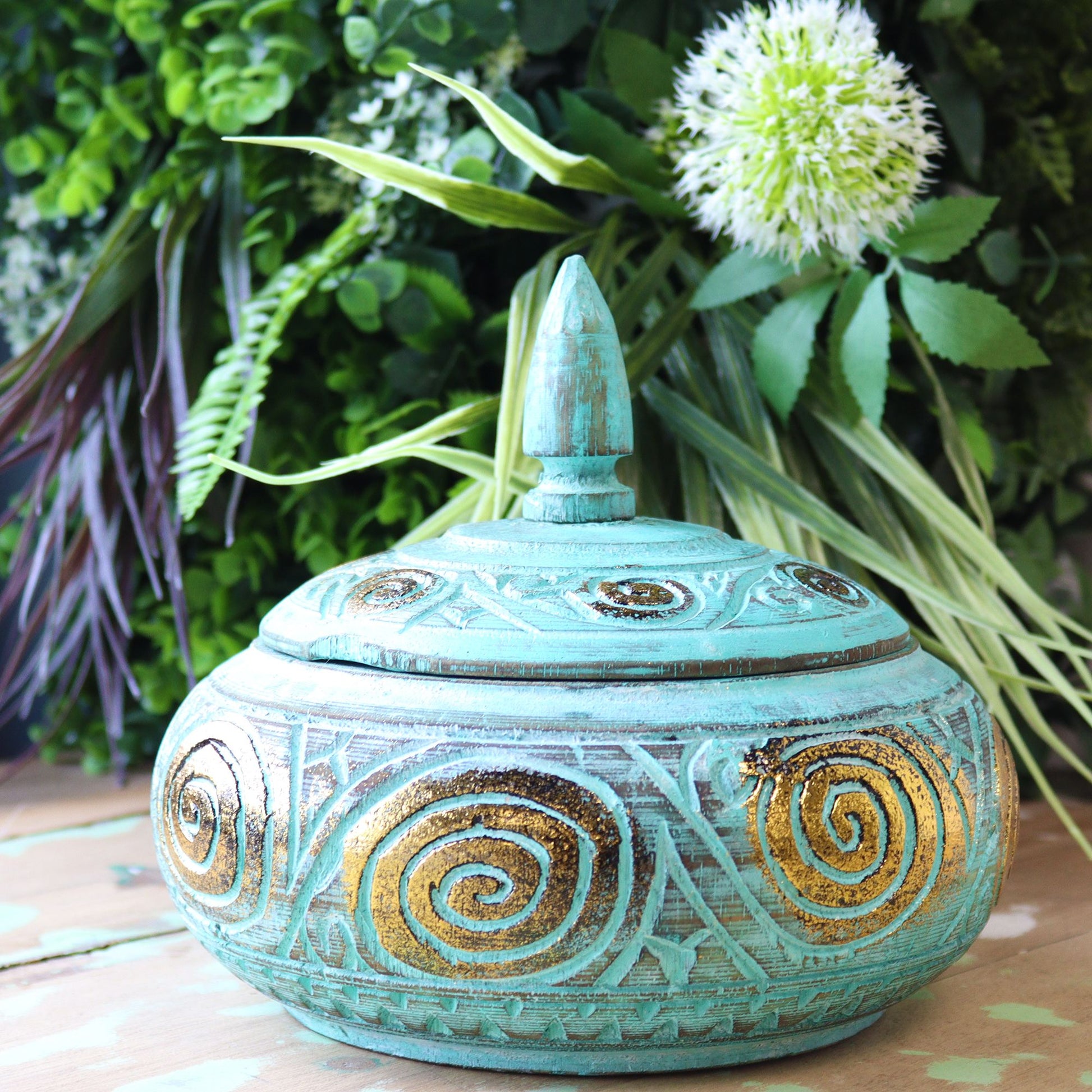 Authentic Turquoice Squat  Sweet Jar - perspective detail 3 showcasing clean geometry and natural material finishes