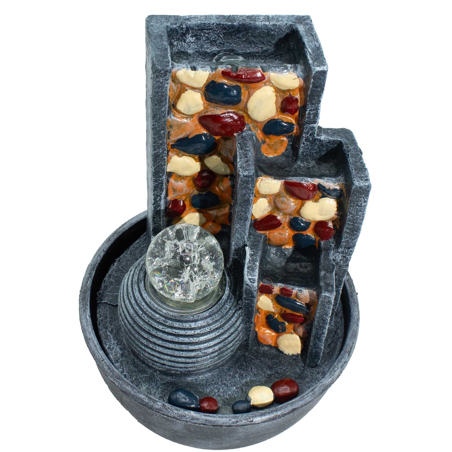 Authentic Pebble Wall Tabletop Water Feature with Crystal Ball (19×19×28cm) perspective detail 2 showcasing clean geometry and natural material finishes