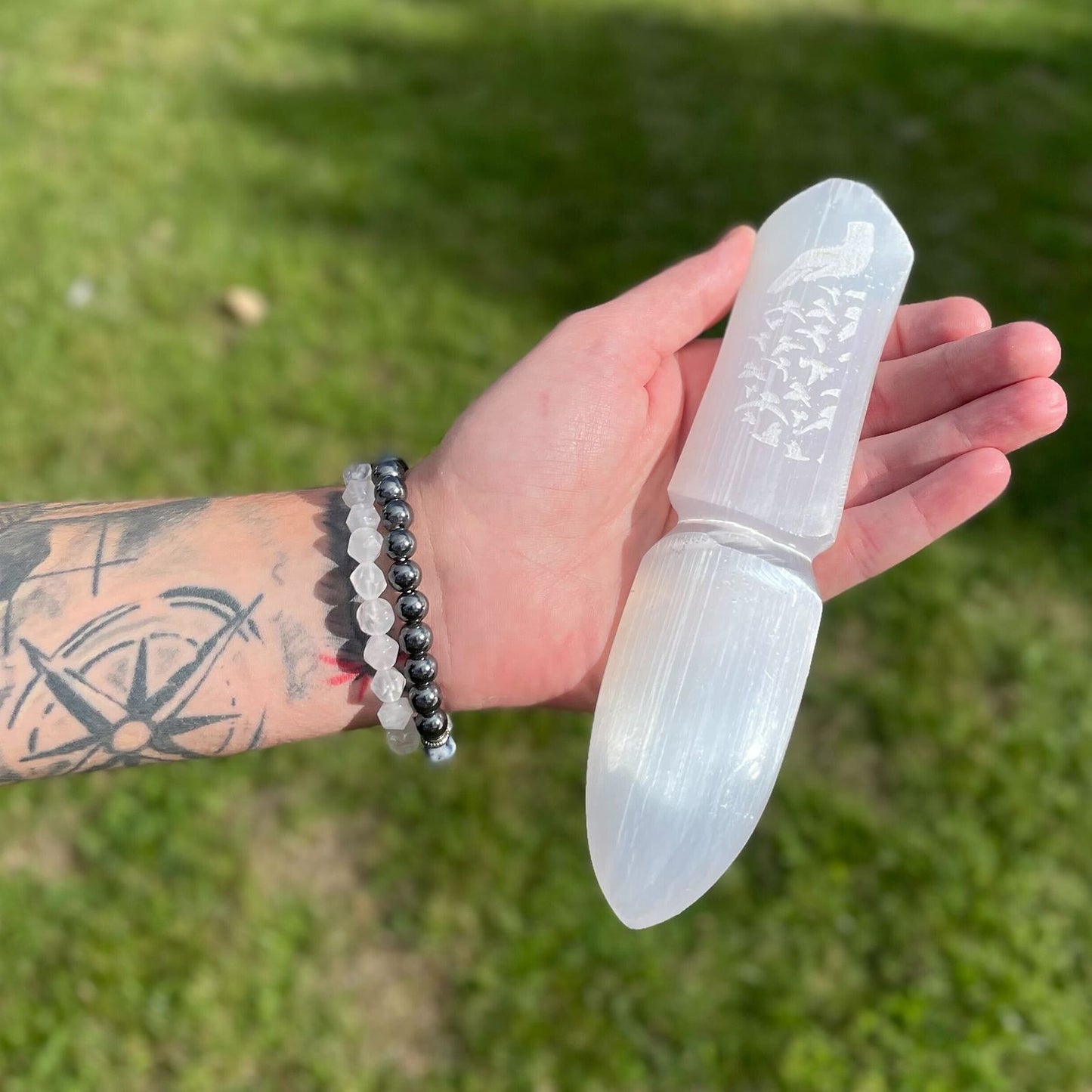 Authentic Selenite Ritual Knife - Releasing Bonds perspective detail 4 showcasing clean geometry and natural material finishes