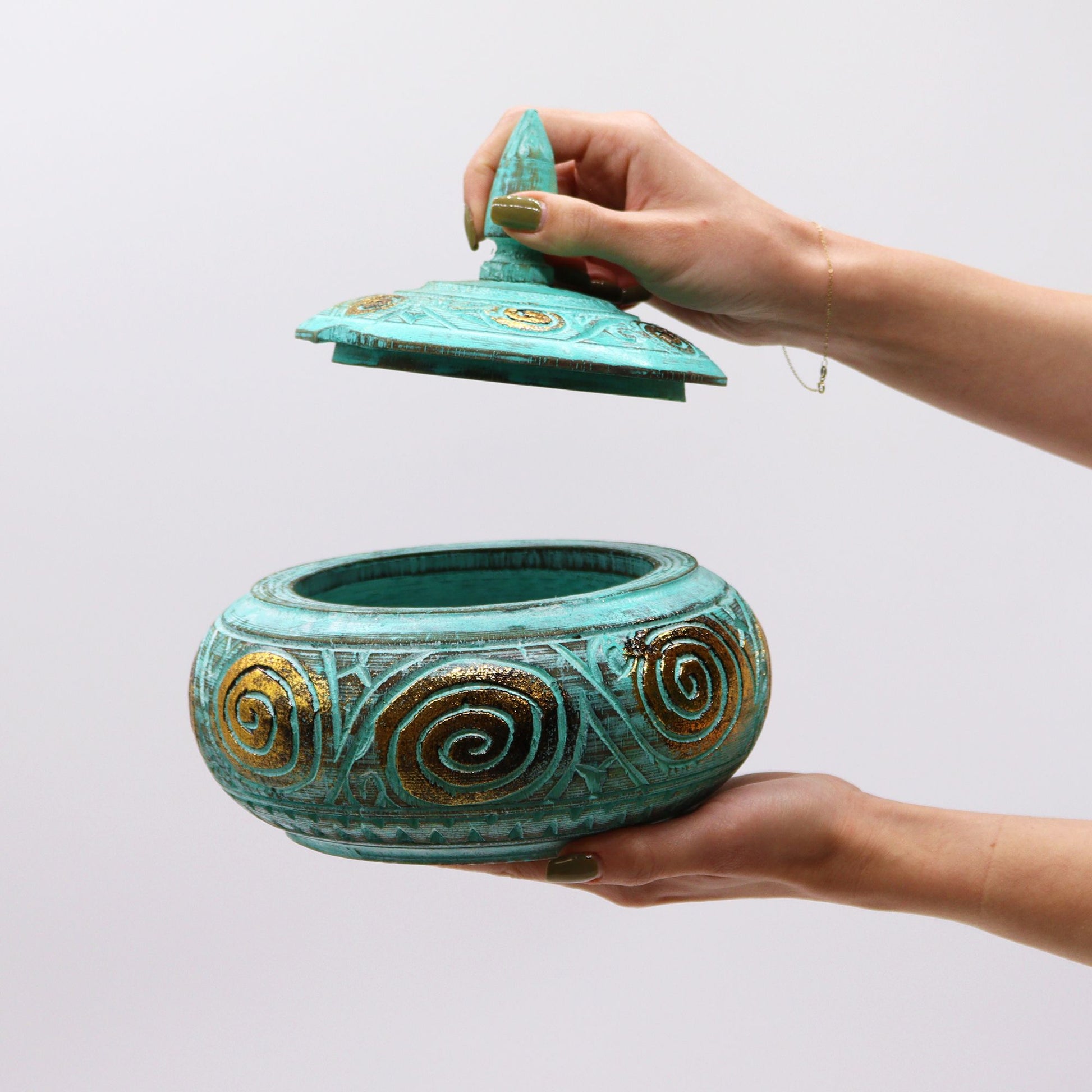 Authentic Turquoice Squat  Sweet Jar - perspective detail 4 showcasing clean geometry and natural material finishes