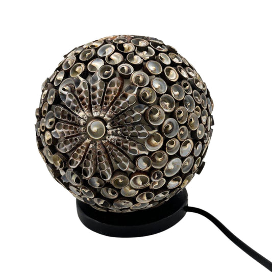 Authentic Boho Seashell Lamp – Chocolate Twist Globe, 15cm perspective detail 2 showcasing clean geometry and natural material finishes