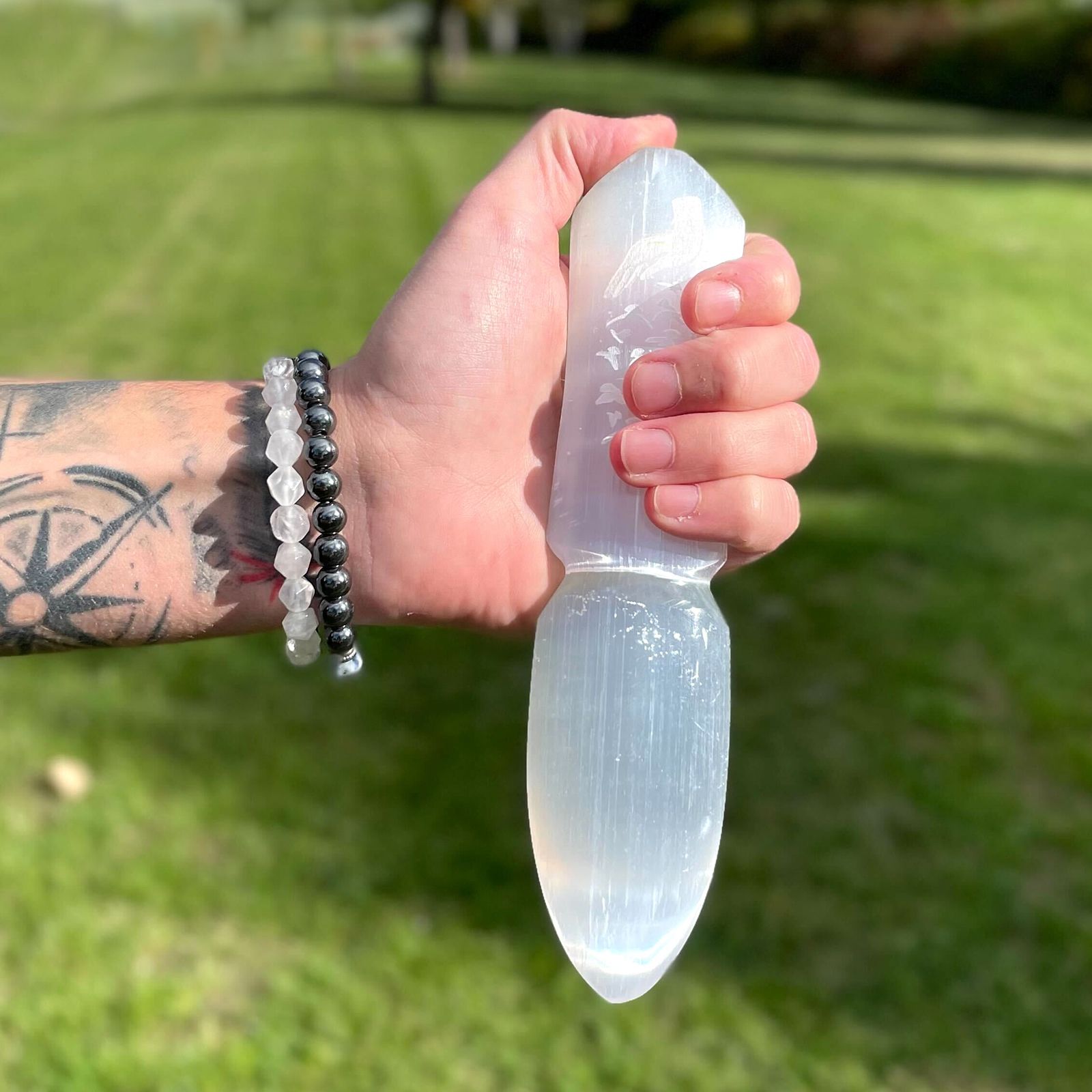 Authentic Selenite Ritual Knife - Releasing Bonds perspective detail 5 showcasing clean geometry and natural material finishes