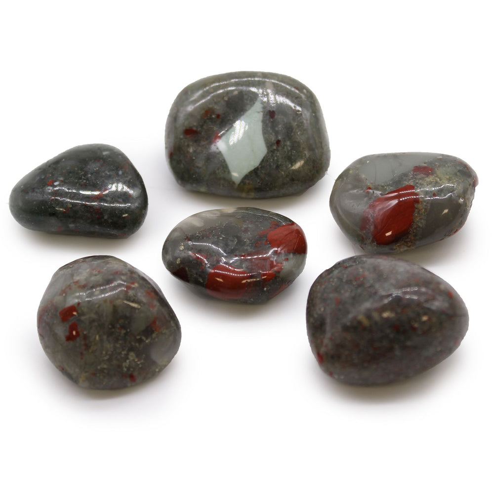 Authentic Bag of 6 Large African Tumble Stones - Bloodstone - Sephtonite showcasing clean geometry and natural material finishes