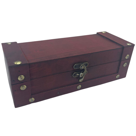 Long tan colonial tea chest box — vintage decorative storage for tea crystals and sacred keepsakes