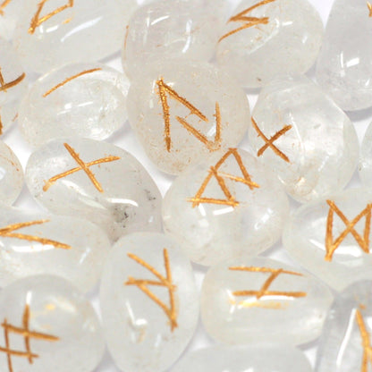 Authentic Rune Stone Set in Pouch – Clear Quartz perspective detail 3 showcasing clean geometry and natural material finishes