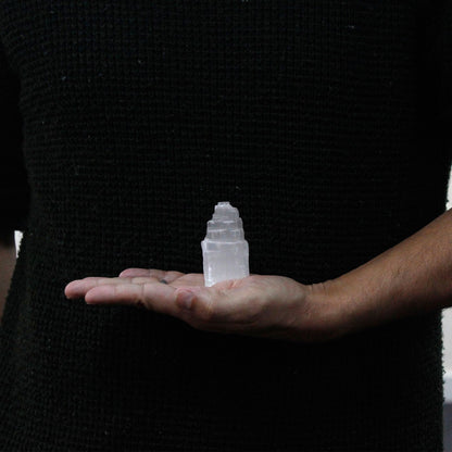 Authentic Natural Selenite Tower - 5 cm perspective detail 5 showcasing clean geometry and natural material finishes