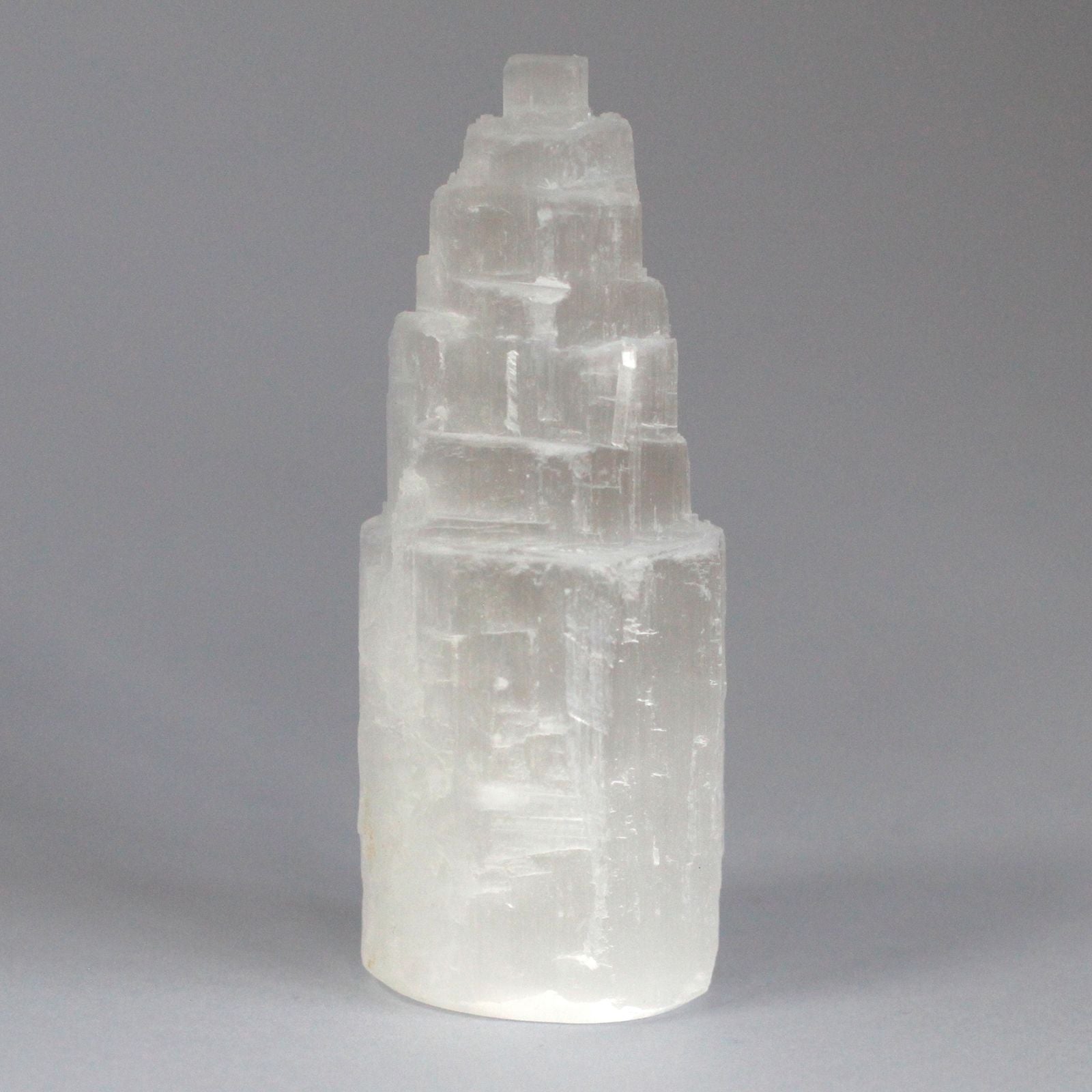 Authentic Natural Selenite Tower - 10 cm perspective detail 2 showcasing clean geometry and natural material finishes