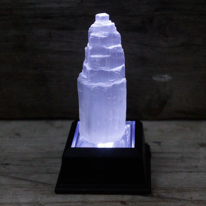 Authentic Natural Selenite Tower - 10 cm perspective detail 3 showcasing clean geometry and natural material finishes