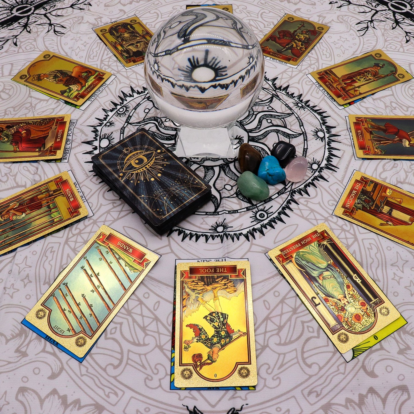 Authentic Tarot Reading Cloth – Tree of Life perspective detail 7 showcasing clean geometry and natural material finishes