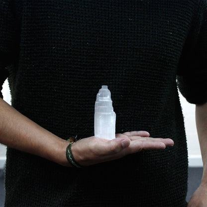 Authentic Natural Selenite Tower - 10 cm perspective detail 5 showcasing clean geometry and natural material finishes