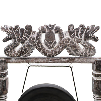 Mažas Gydantis Gongas — 25cm | Juodas | Raižytas Stovas