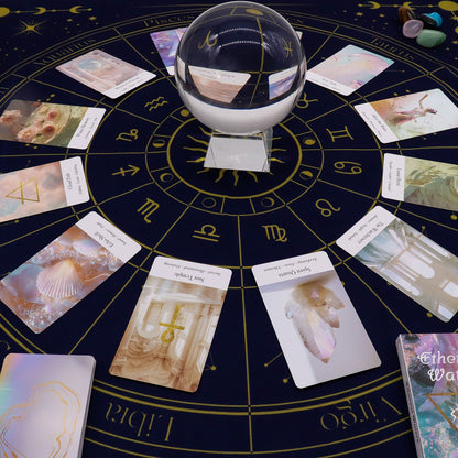 Authentic Tarot Reading Cloth – Zodiac Wheel perspective detail 5 showcasing clean geometry and natural material finishes