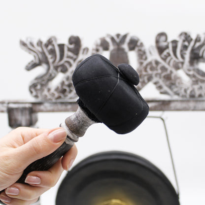 Mažas Gydantis Gongas — 25cm | Juodas | Raižytas Stovas