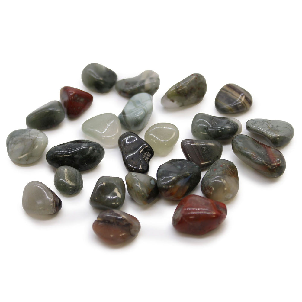 Authentic Bag of 24 Small African Tumble Stones - Bloodstone - Sephtonite showcasing clean geometry and natural material finishes
