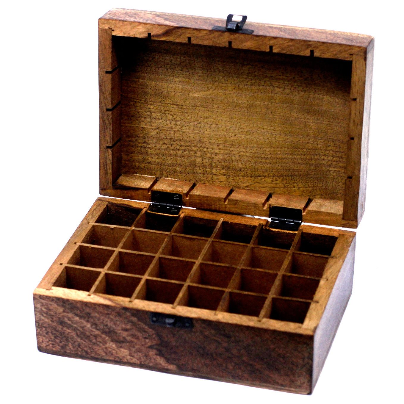 Authentic Aromatherapy Floral Carved Box (Holds 24 bottles) perspective detail 2 showcasing clean geometry and natural material finishes