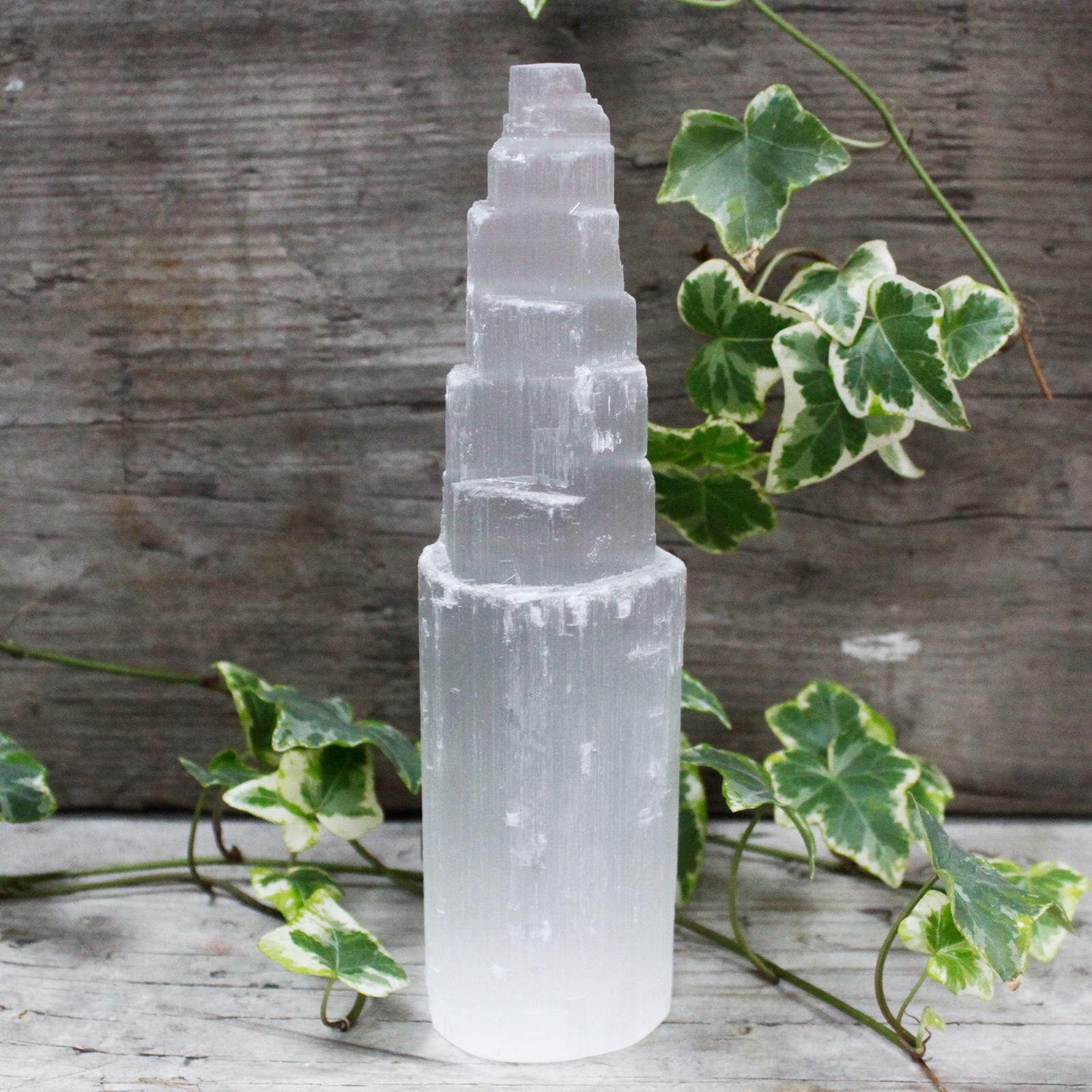 Natural selenite tower 20cm — powerful luminous crystal for energy clearing and sacred space harmony